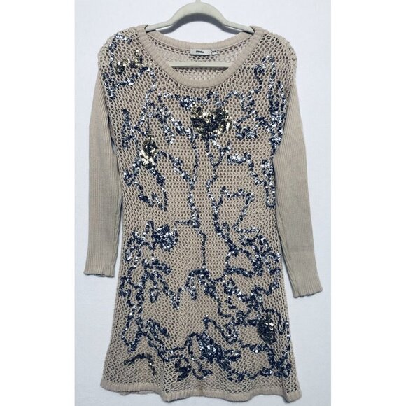 Dranella Womens Size XS/S Open Knit Sequin Tunic Sweater Festival Boho - Picture 1 of 5